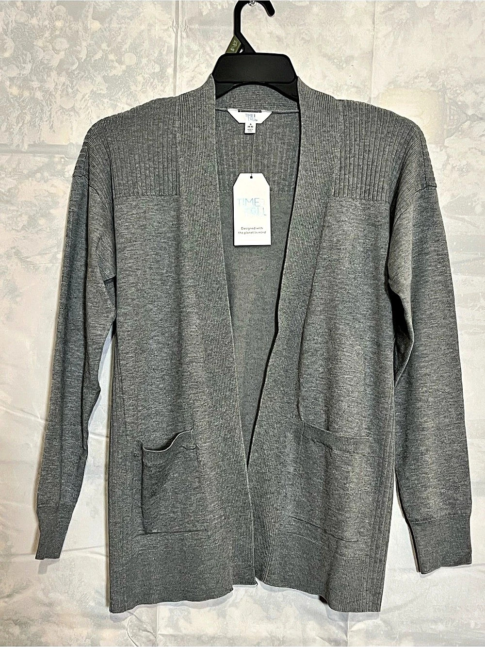 Time and Tru Women's Open Front Cardigan Sweater Gray